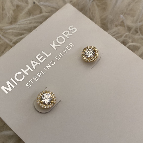 Michael Kors MKC1035AN710 CZ Round Stud SS Gold Plated - Picture 10 of 14